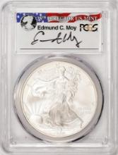 2008-W $1 Burnished American Silver Eagle Coin PCGS SP70 Edmund C. Moy Signature