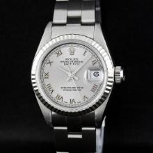 Rolex Ladies Stainless Steel Slate Grey Datejust Wristwatch