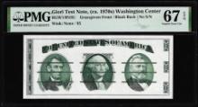 Circa 1970's Washington Center Giori Test Note PMG Superb Gem Uncirculated 67EPQ