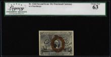 1863 Second Issue Ten Cents Fractional Currency Note Fr.1244 Legacy Choice New 63