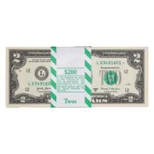 Pack of (100) Consecutive 2017A $2 Federal Reserve STAR Notes San Francisco