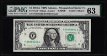 1981A $1 Federal Reserve Note Atlanta Mismatched S/N Error PMG Choice Uncirculated 63