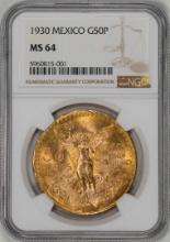 1930 Mexico 50 Pesos Gold Coin NGC MS64