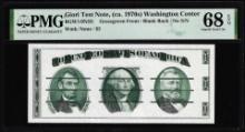 Circa 1970's Washington Center Giori Test Note PMG Superb Gem Uncirculated 68EPQ