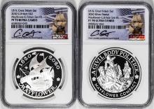 2020 Proof US & Great Britain Mayflower Coin Set NGC PF70 Ultra Cameo Costello Signed