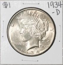 1934-D $1 Peace Silver Dollar Coin