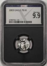 2003 $10 Platinum American Eagle Coin NGCX Mint State 9.9