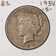 1934-S $1 Peace Silver Dollar Coin