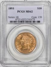 1893 $10 Liberty Head Eagle Gold Coin PCGS MS62