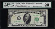 1950 $10 Federal Reserve Note Mismatched Serial Number Error Fr.2010-J PMG Very Fine 20