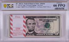 Pack of 2017A $5 Federal Reserve STAR Notes Atlanta Fr.1998-F* PCGS Gem UNC 66PPQ