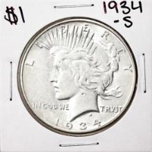 1934-S $1 Peace Silver Dollar Coin