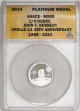 2014 Proof 1/4 oz Platinum JFK Apollo 11 Anniversary Medal ANACS MS69