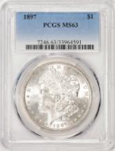 1897 $1 Morgan Silver Dollar Coin PCGS MS63