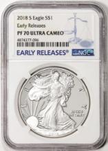 2018-S $1 Proof American Silver Eagle Coin NGC PF70 Ultra Cameo Early Releases