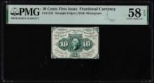 1862 First Issue 10 Cent Fractional Currency Note Fr.1242 PMG Choice About Unc 58EPQ