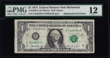 1974 $1 Federal Reserve Note Mismatched Serial Number Error Fr.1908-E PMG Fine 12