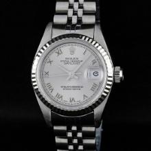 Rolex Ladies Stainless Steel Slate Grey Roman Datejust Wristwatch