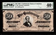 1864 $50 Confederate States Havana Counterfeit Note CT-66 PMG Extremely Fine 40EPQ