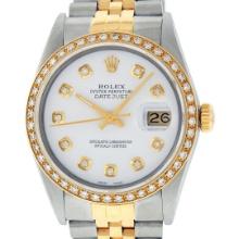 Rolex Mens Two Tone Diamond Dial Datejust Wristwatch