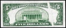 1953 $5 Silver Certificate Note Gutter fold Error