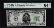 1934A $5 Federal Reserve Note New York Fr.1957-B PMG Choice Uncirculated 64EPQ