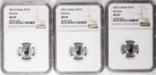 Lot of (3) 2022 Great Britain 10 Pounds Britannia 1/10oz Platinum Coins NGC MS69