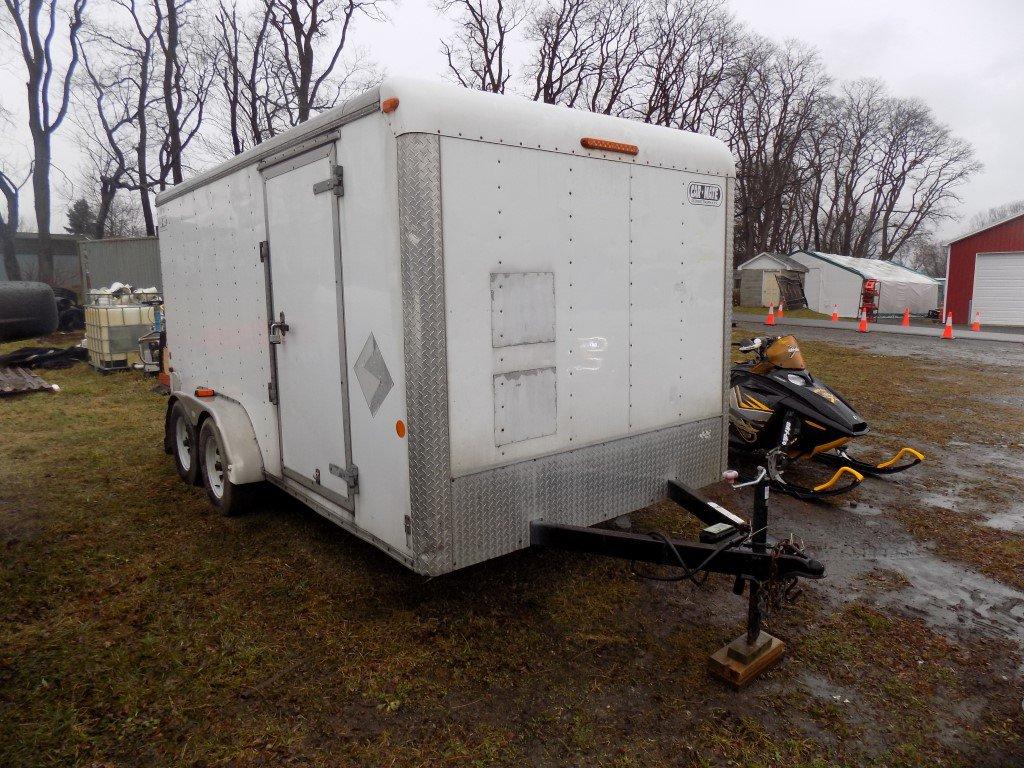 2010 Car Mate 14' Enclosed Trailer w/Rear Ramp & Side Door, Vin# 5A3C714D5A