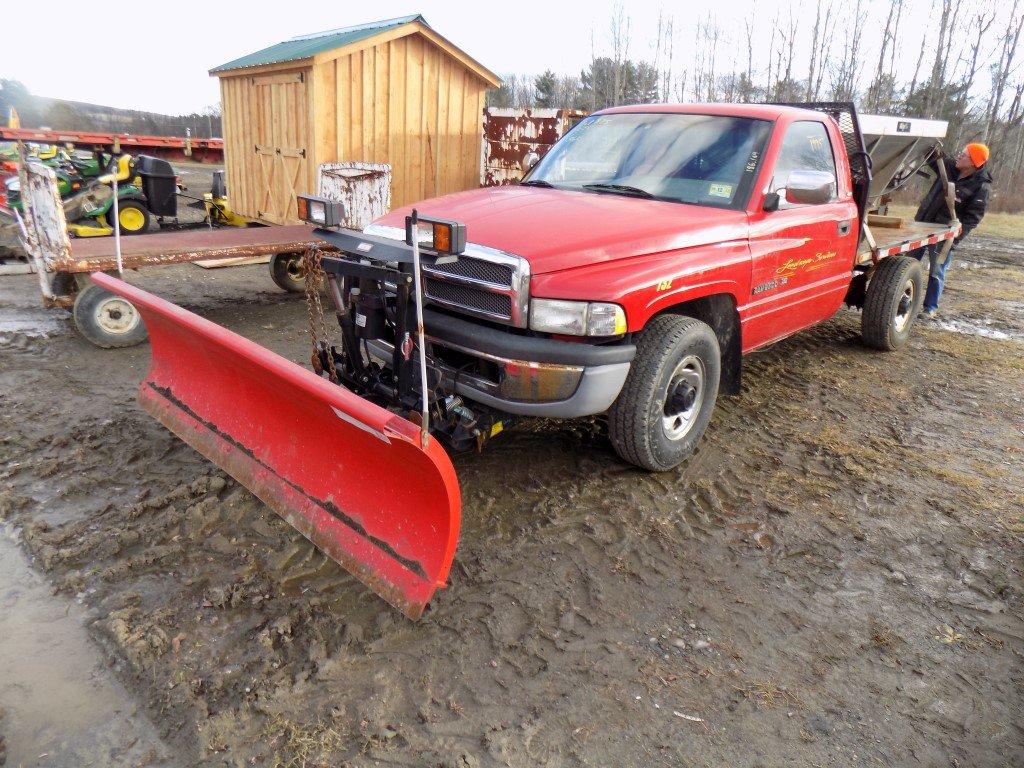 1995 Dodge 2500 4WD Plow Truck w/ Westerm Unimount Snowplow, V8, Gas, Auto