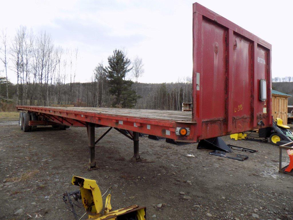 1991 Great Dane 45' Flatbed Trailer w/ 10 Winches w/ Wood Floor, Red, Vin #