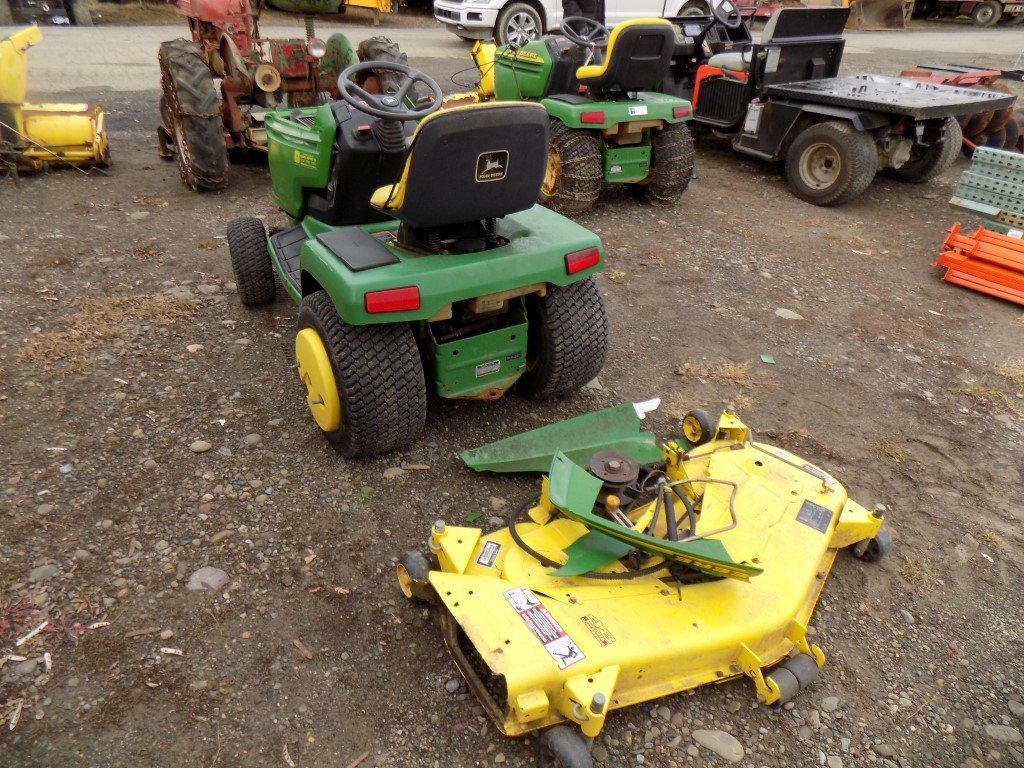 JD 345 Garden Tractor w/ 48'' Deck, Missing Part Of Hood, S/N 010391