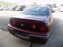 2002 Chevrolet Impala, 4DSN, Maroon, Automatic, No Power Steering, 129,753