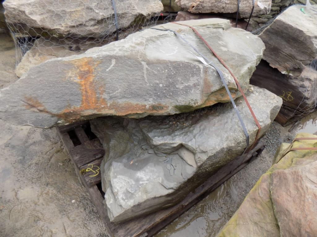 Pallet of (2) Large, Heavy Fossilled Decorative Stones/Boulders, Sold by Pa