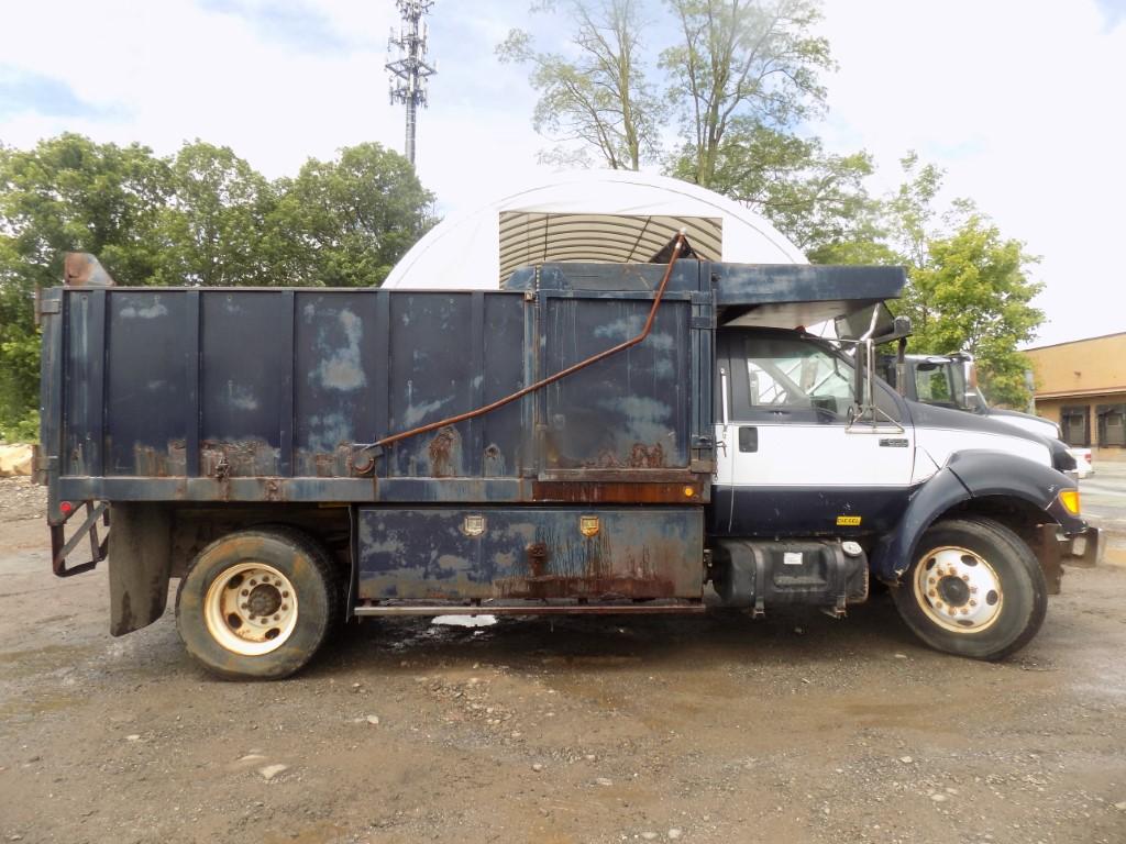 2000 Ford F-650 w/14' Stake Rack Dump, 7.3 Dsl Eng, Auto Trans, w/Boss 10'