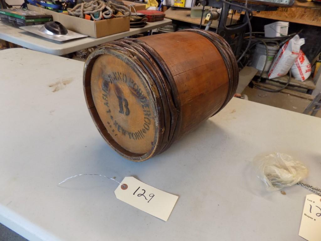 ''LaFlann-Rund NY'' Antique Powder Barrel