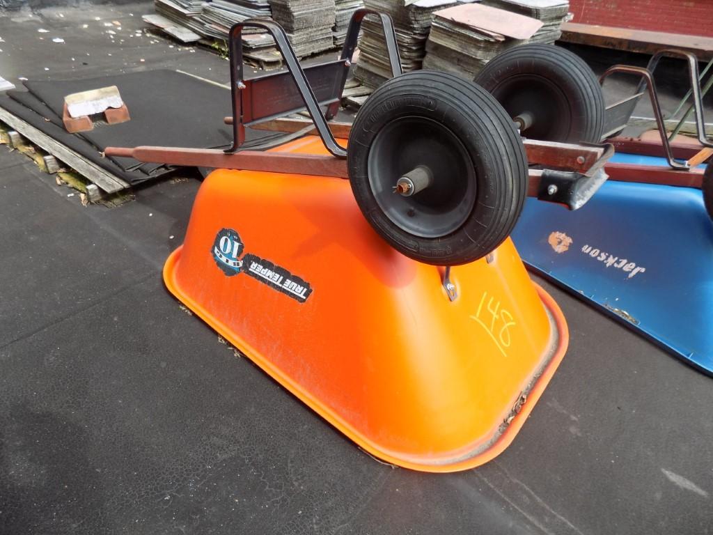 True Temper Orange Double Wheel Wheelbarrow