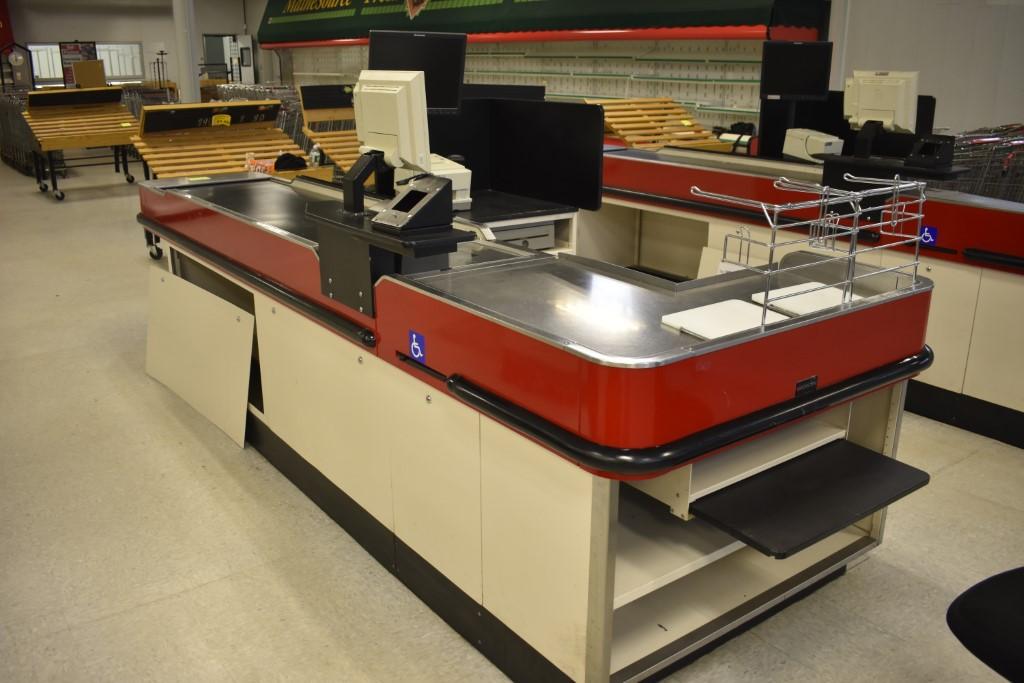 Point of Sale Grocery Checkout Station, IBM Processor, Lenovo Monitor, IBM