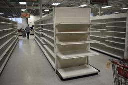 (12) White Double Sided Gondola Shelving Sections, Approx. 100 Shelves, 2 E