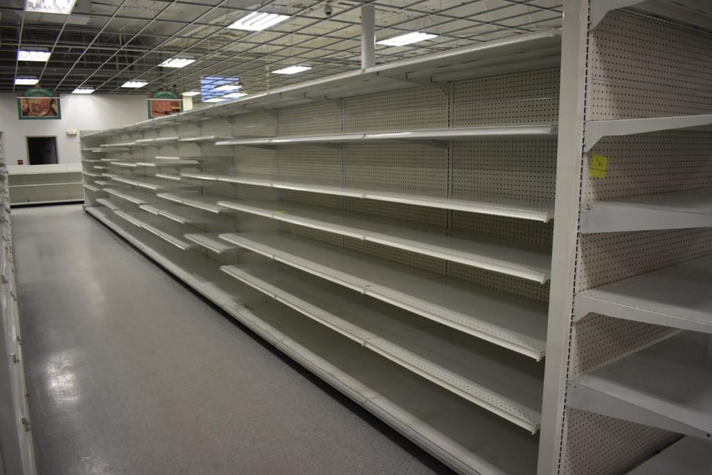 (16) White Double Sided Gondola Shelving Sections, Approx. 100 Shelves, (2)