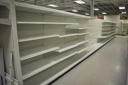 (16) White Double Sided Gondola Shelving Sections, 100 +/-  Shelves, (2) En