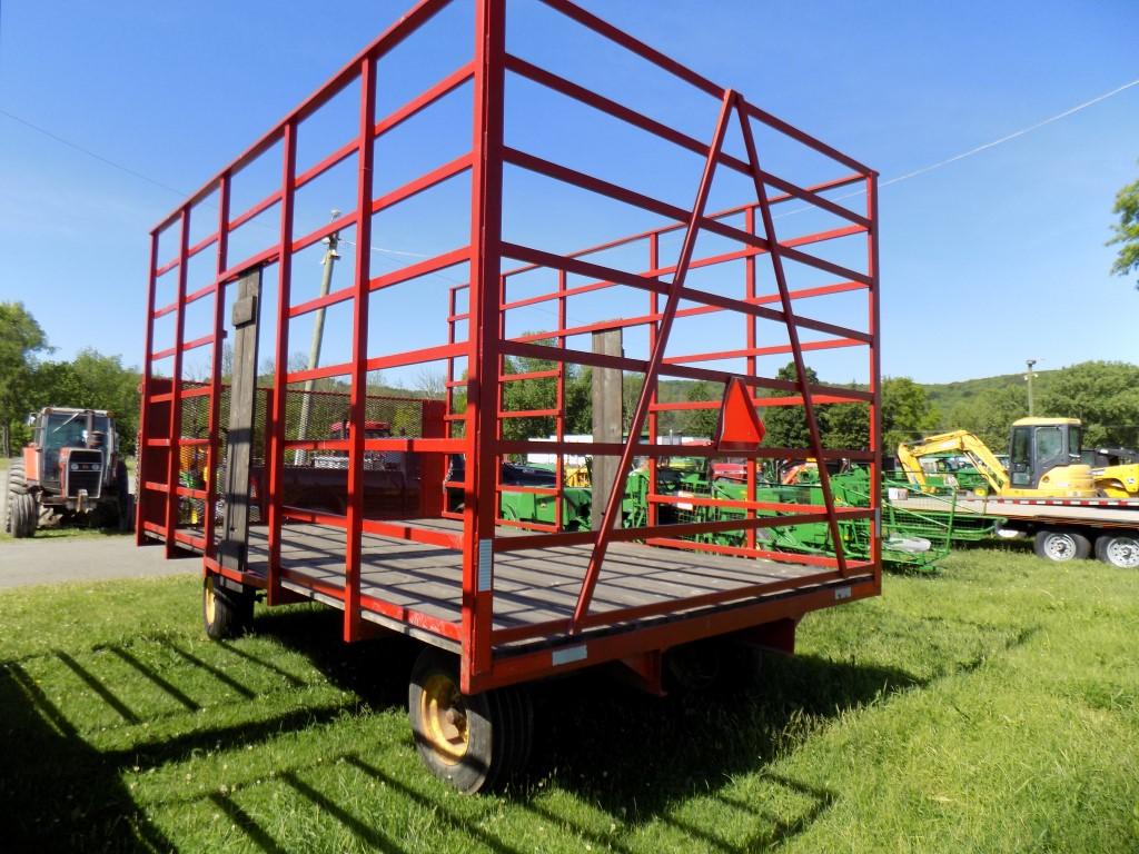 Steel Basket Hay Wagon, 10' x 16' w/Drop Front on JD Running Gear   (3081)