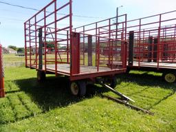 Steel Basket Hay Wagon, 10' x 16' w/Drop Front on JD Running Gear   (3082)