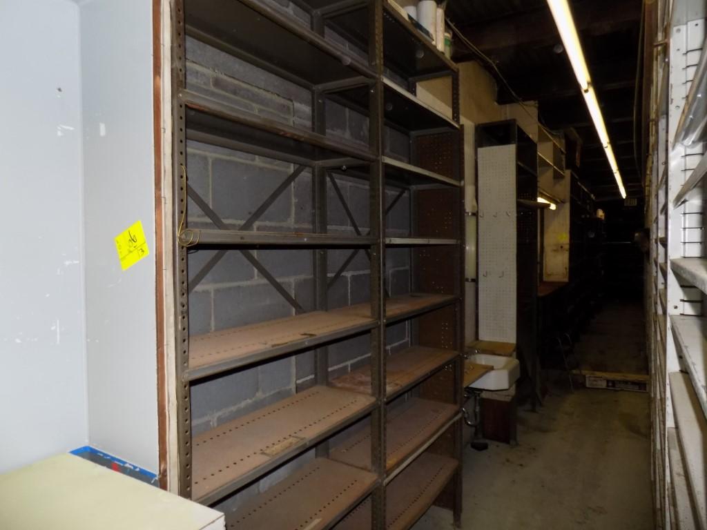 (3) Sections of Brown Shelving,3'W x 9'T x 12''D (Selling As Group)