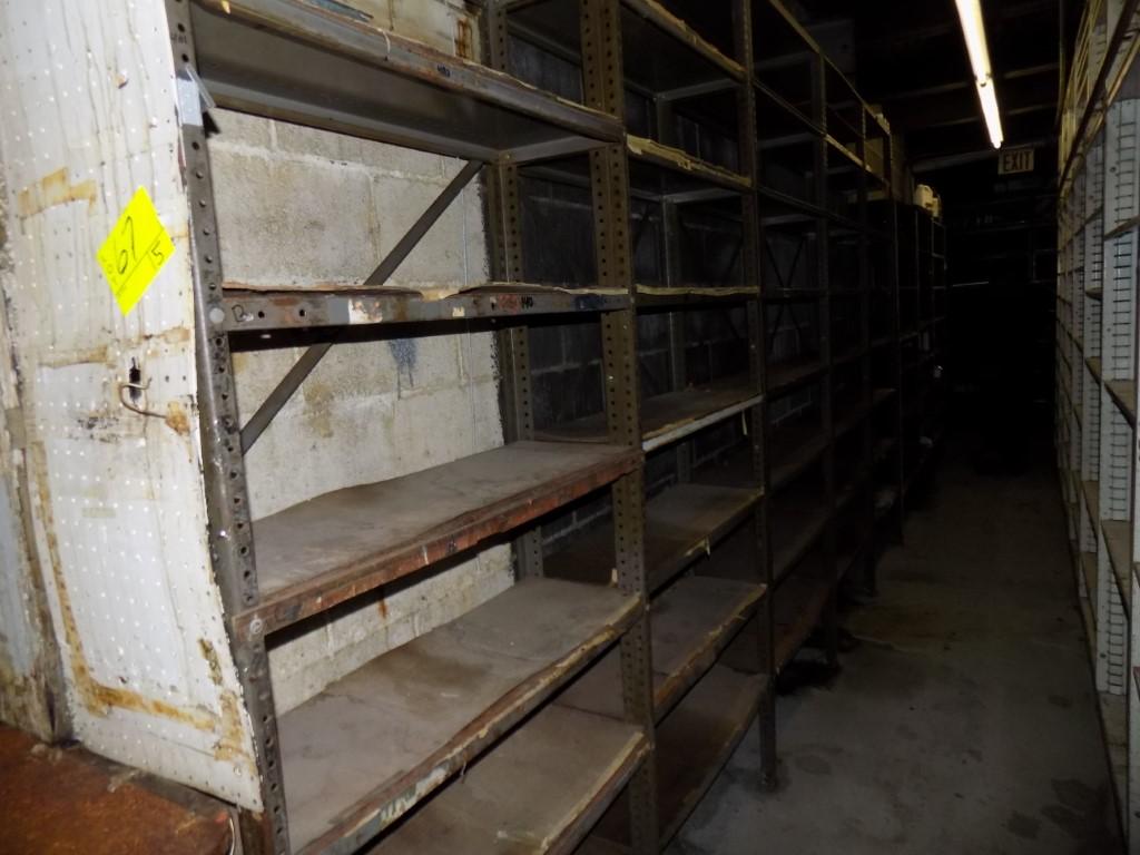 (5) Sections of Brown Shelving,3'W x 9'T x 12''D (Selling As Group)