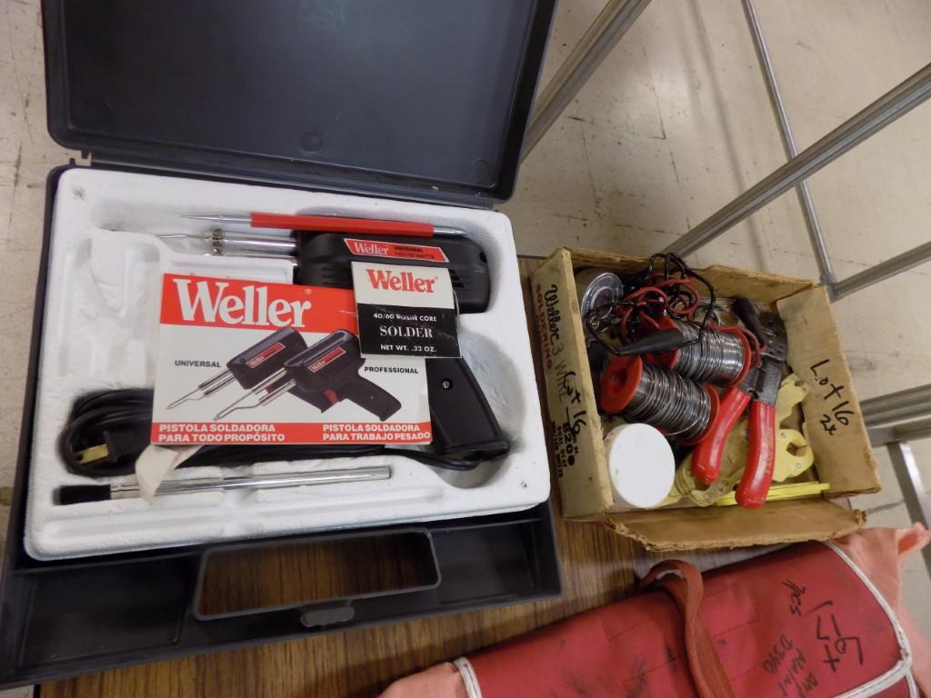 Weller Solder Gun in Case With Box of Solder & Wire Strippers