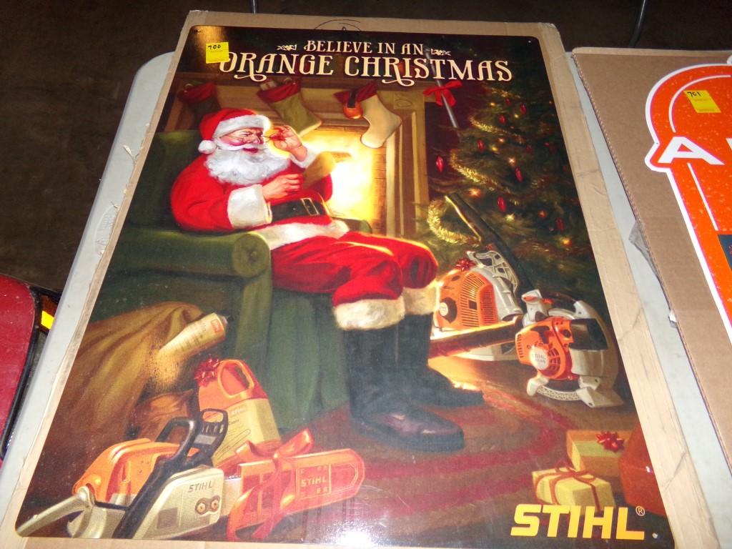 Stihl ''Believe In An Orange Christmas'' Tin Sign, 30''x23''