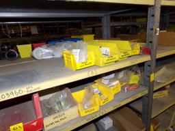 Contents of 2 Shelves including Large Group of Fittings, Adapters, 4 Rolls