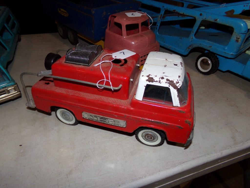 Nylint Ford Firetruck, 12'' Long. Windshield Damaged, Missing A Piece Off T
