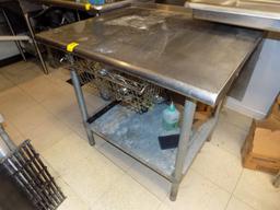 SS Work Table w/ Bottom Shelf, 36''W x 30'' Deep w/ Drawer