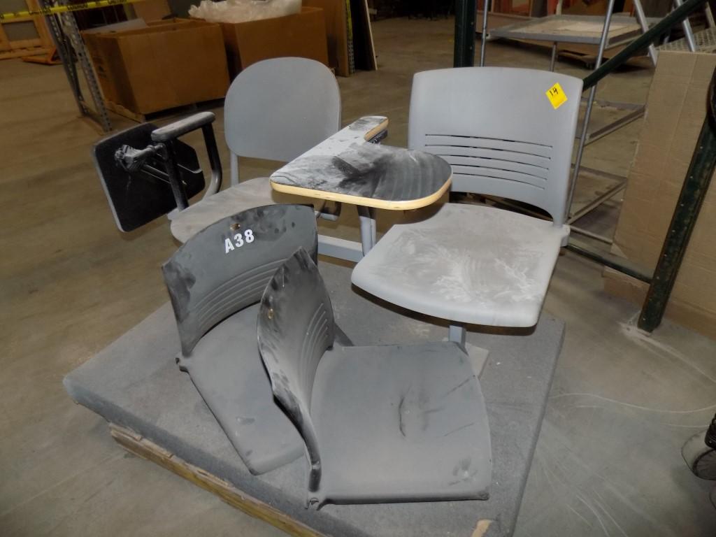 Set of (2) Plastic Chairs with Learning Desk Mounted On 5' Platform, with (
